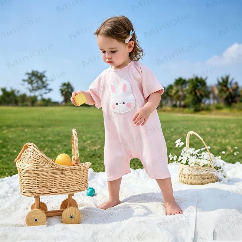 Baby Cotton Short Sleeve Romper - Pink - 18-24M - image 5