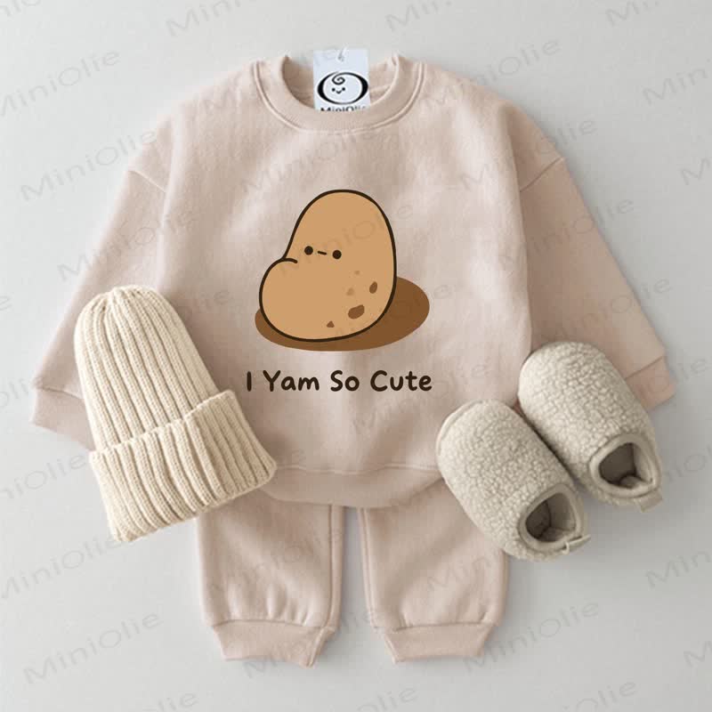 I YAM SO CUTE Baby Beige Sweatshirt 2-piece Set - Beige - 2-3T - image 1