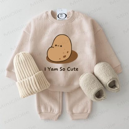 I YAM SO CUTE Baby Beige Sweatshirt 2-piece Set - Beige - 2-3T - image 1
