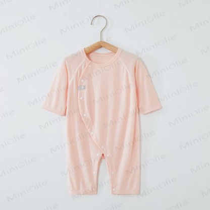 Baby Wrap Snap Solid Color Romper - Pink - 18-24M - image 5
