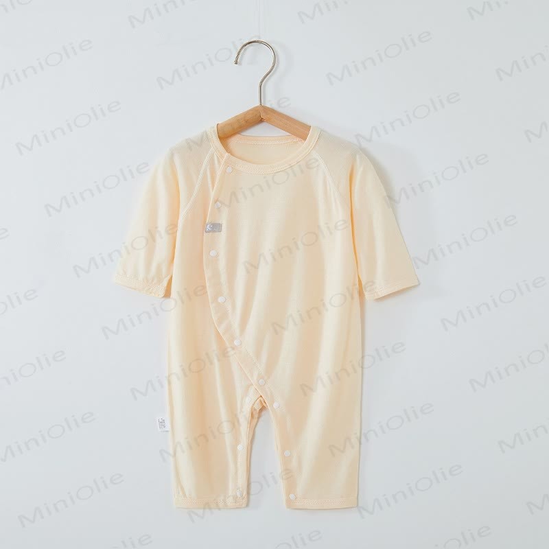 Baby Wrap Snap Solid Color Romper - Beige - 18-24M - image 13