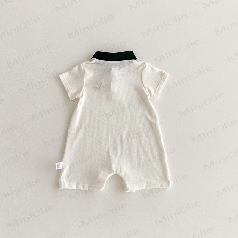 Baby Polo Collar Bear Striped Romper - image 5