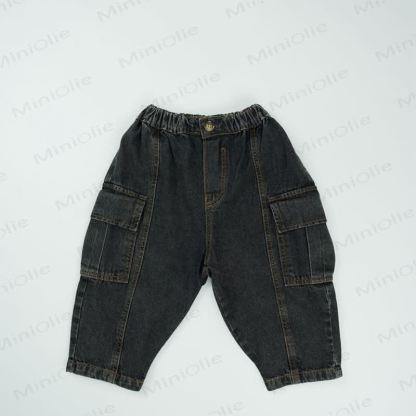 Toddler Baby Loose Fit Versatile Pants - Black Denim Pocket - 6-7T - image 29