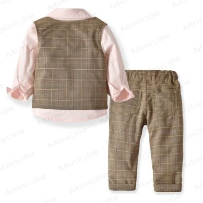 Toddler Boy Vintage Plaid Formal Set with Bow Tie - image 5