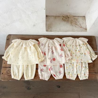 Toddler Baby Beige Print Long Sleeve Top and Pants 2-piece Set - image 5