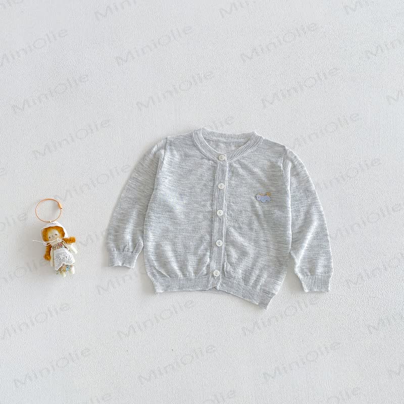 Baby Pastel Lightweight Knit Button Front Cardigan Coat - Gray - 2-3T - image 8