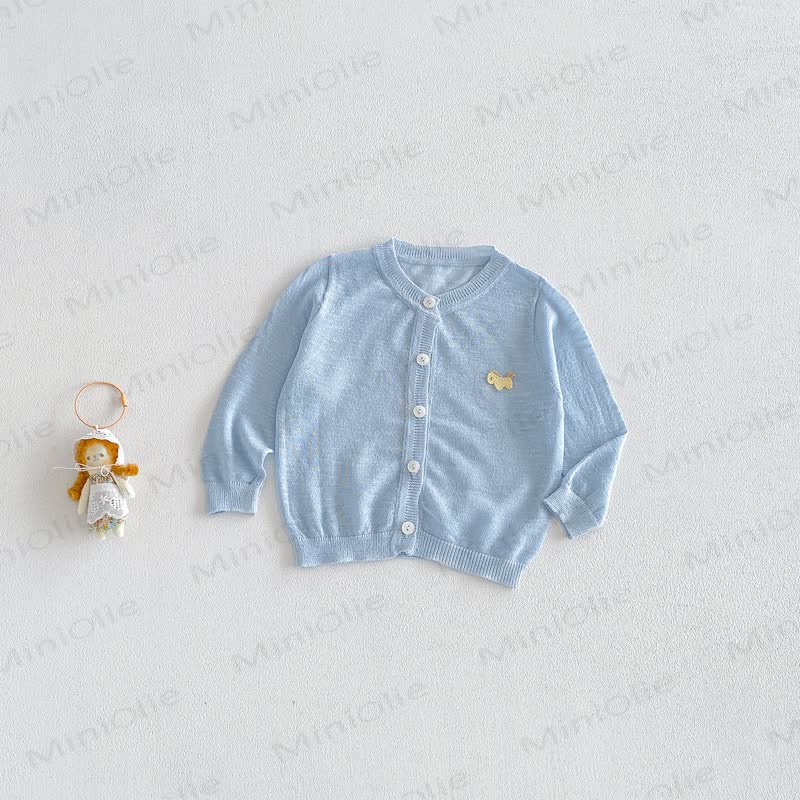 Baby Pastel Lightweight Knit Button Front Cardigan Coat - Blue - 2-3T - image 9