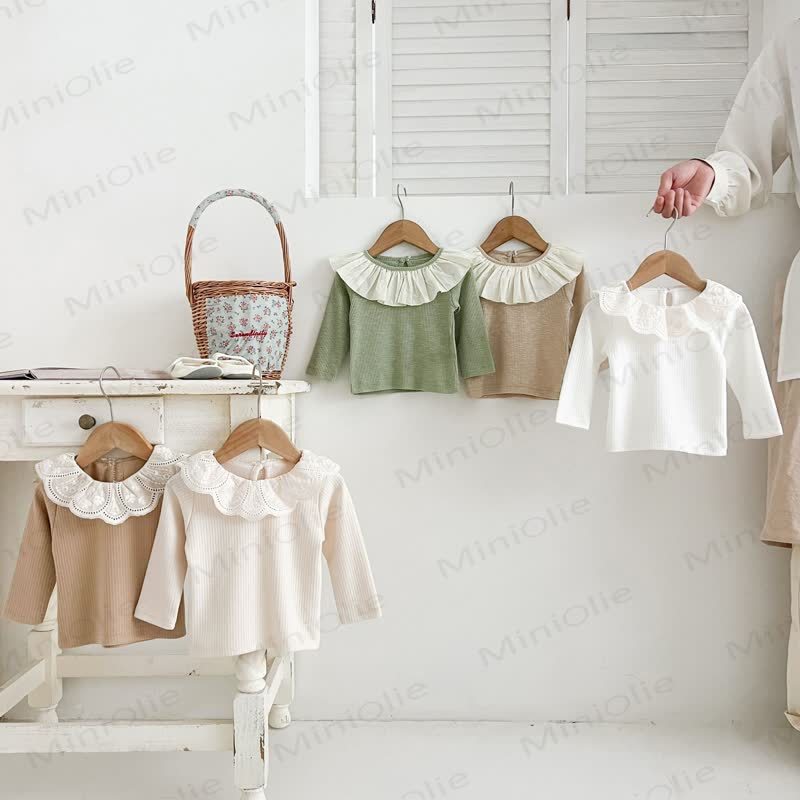 Toddler Vintage Lace Collar Ribbed Knit T-Shirt - image 1
