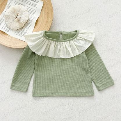 Toddler Vintage Lace Collar Ribbed Knit T-Shirt - Green - 6-7T - image 10