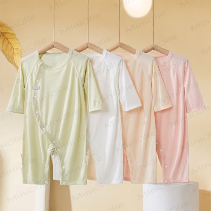 Baby Wrap Snap Solid Color Romper - image 2