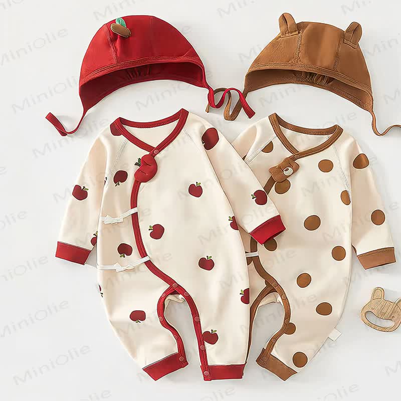 Baby  Apple/Bear Wrap Romper with Hat - image 1
