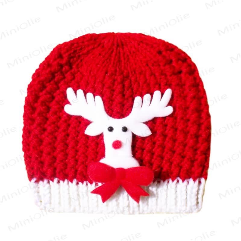 Baby Christmas Knit Beanie - Christmas Reindeer - 0-3T - image 6