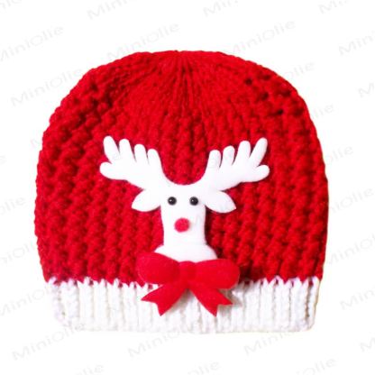 Baby Christmas Knit Beanie - Christmas Reindeer - 0-3T - image 6