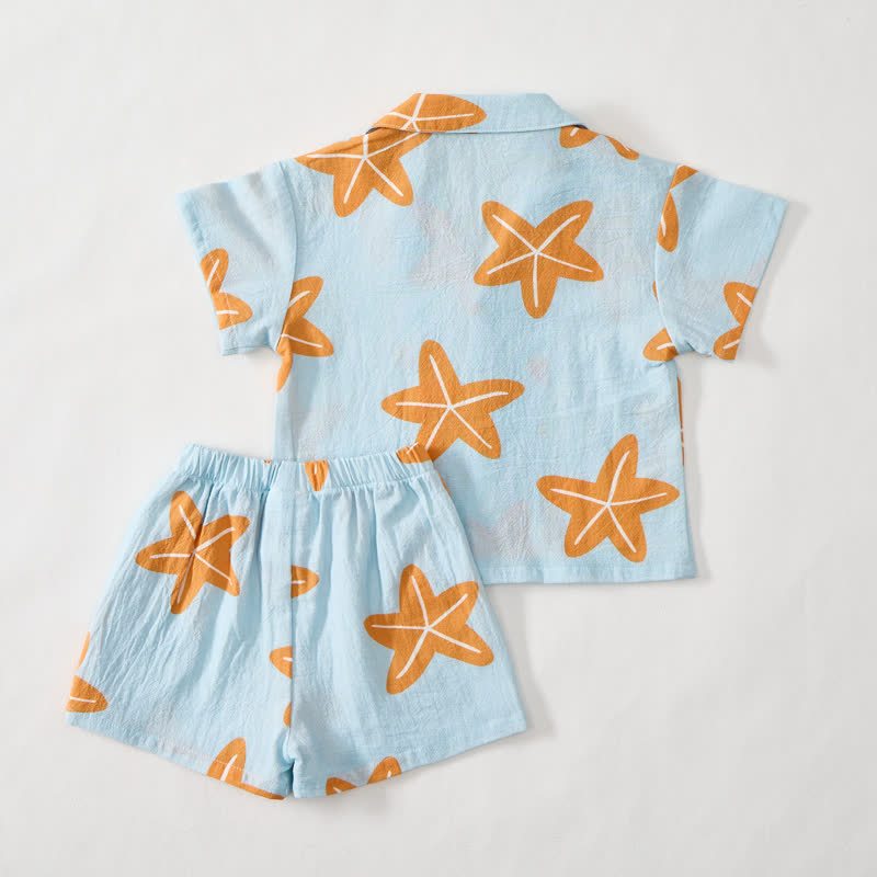 Toddler Boys Blue Starfish Shirt and Shorts 2-piece Set - image 3