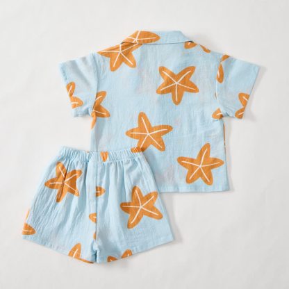 Toddler Boys Blue Starfish Shirt and Shorts 2-piece Set - image 3