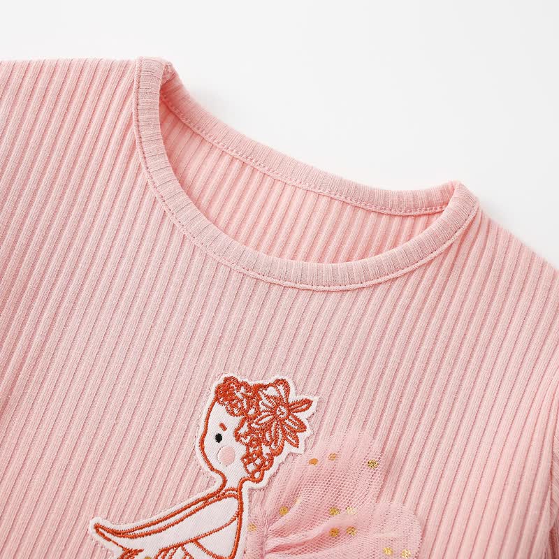 Toddler Girl Pink Dancing Princess Print Long Sleeve Tulle Dress - image 3