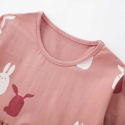 Toddler Girl Pink Bunny Print Long Sleeve Dress - image 3
