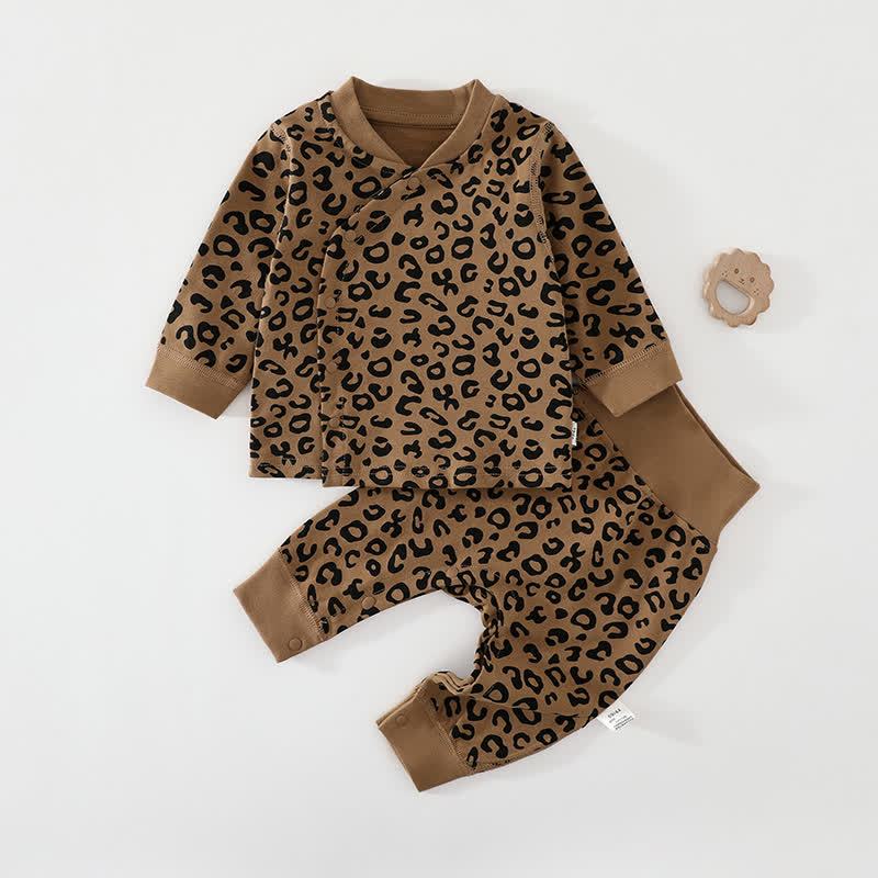 Baby Leopard Print Top and Pants Pyjama 2-piece Set - Brown - 2-3T - image 1