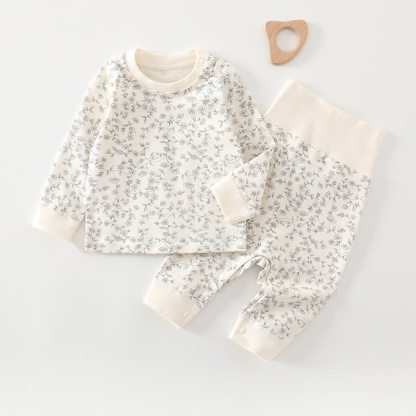 Baby Toddler Long Sleeve Top and Pants Pyjama 2-piece Set - Beige Floral - 2-3T - image 1