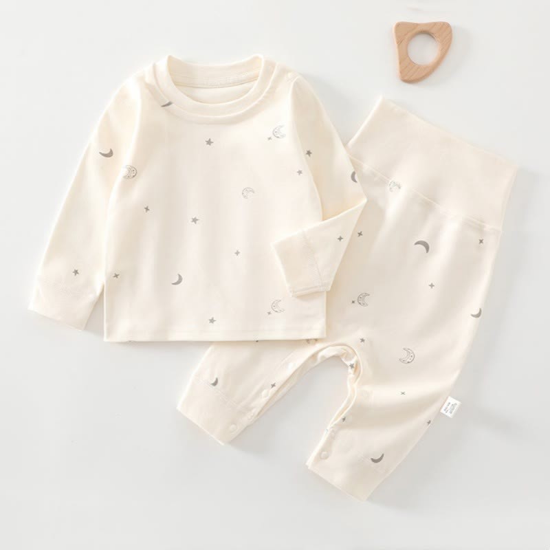 Baby Toddler Long Sleeve Top and Pants Pyjama 2-piece Set - Beige Star - 2-3T - image 3