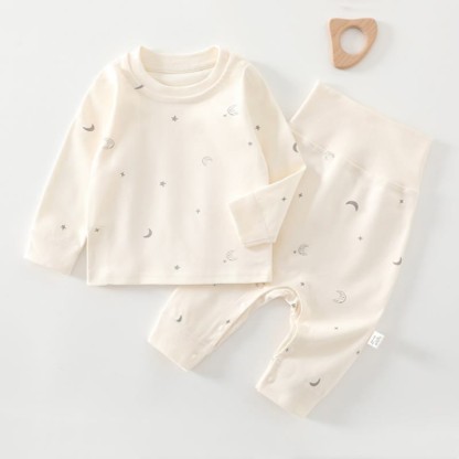 Baby Toddler Long Sleeve Top and Pants Pyjama 2-piece Set - Beige Star - 2-3T - image 3