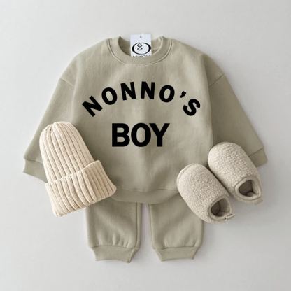 NONNA'S/NONNO'S BOY/GIRL Baby Grey Green Sweatshirt 2-piece Set - Grey Green: NONNO'S BOY - 2-3T - image 2