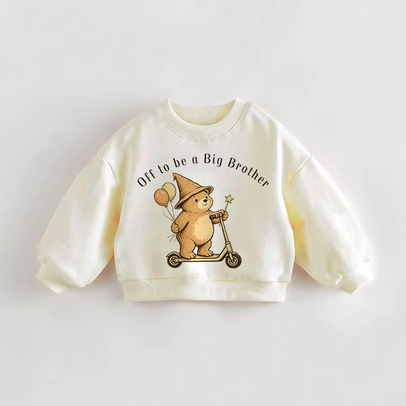 OFF TO BE A BIG BROTHER Baby Toddler Bear Sweatshirt - Cream - 3-5T - image 1