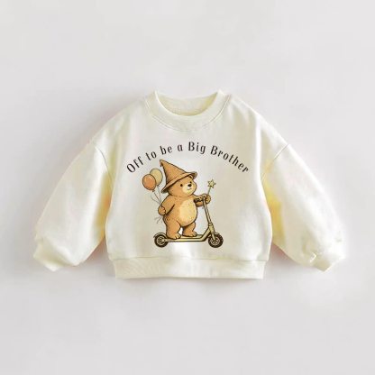 OFF TO BE A BIG BROTHER Baby Toddler Bear Sweatshirt - Cream - 3-5T - image 1