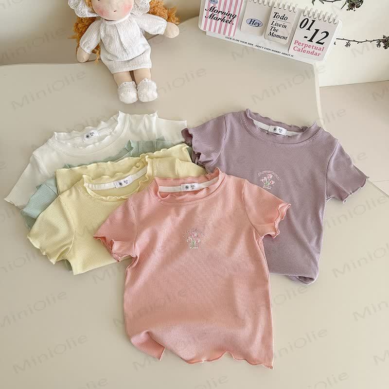 Toddler Girl Ribbed Floral T-Shirt - image 1