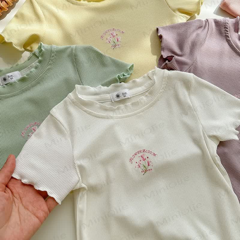 Toddler Girl Ribbed Floral T-Shirt - image 6