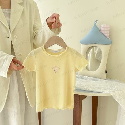 Toddler Girl Ribbed Floral T-Shirt - Yellow - 10-11T - image 9