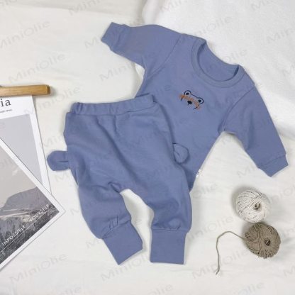AMBIEUOCS Baby Bear Print Top and Pants Pyjama 2-piece Set - Blue - 1-2Y - image 6