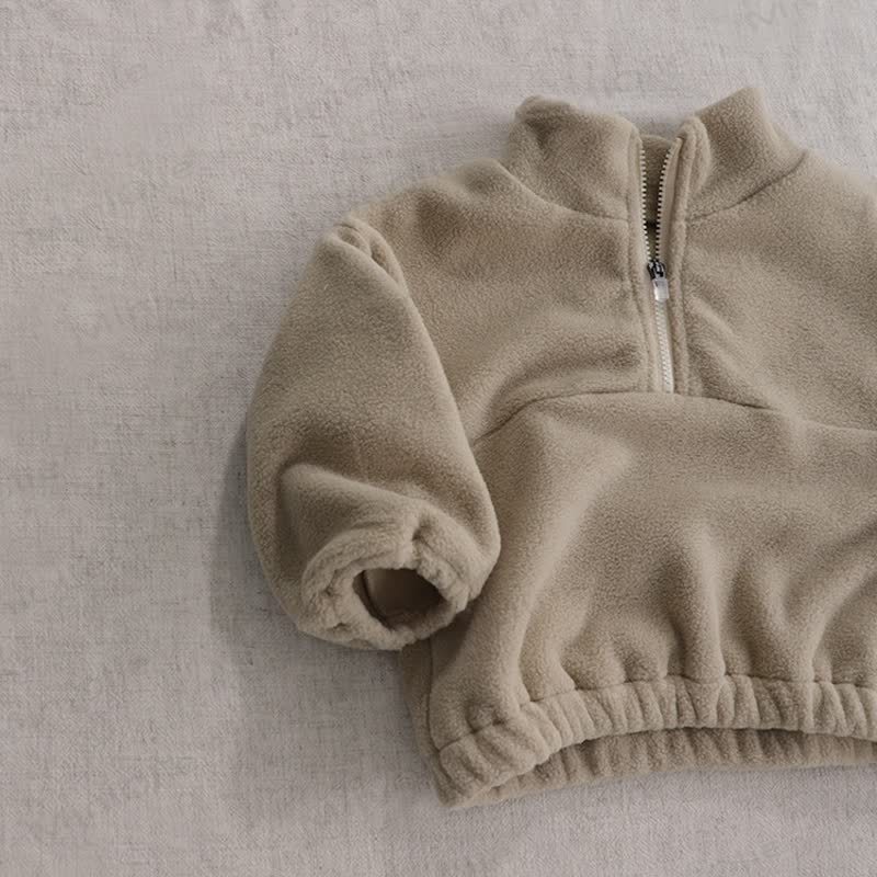 Toddler Baby Solid Color Half Zip Fleece Top and Pants 2-piece Set - image 10