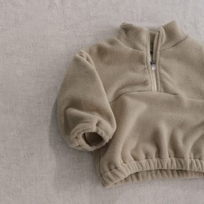 Toddler Baby Solid Color Half Zip Fleece Top and Pants 2-piece Set - image 10