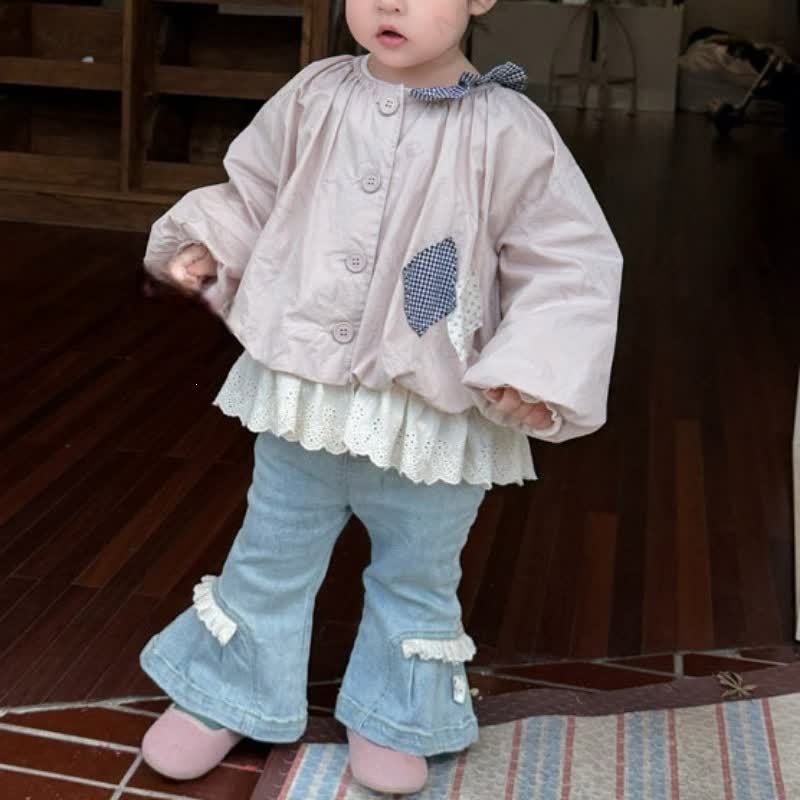 Toddler Girl Blue Ruffle Hem Flare Denim Pants - image 2