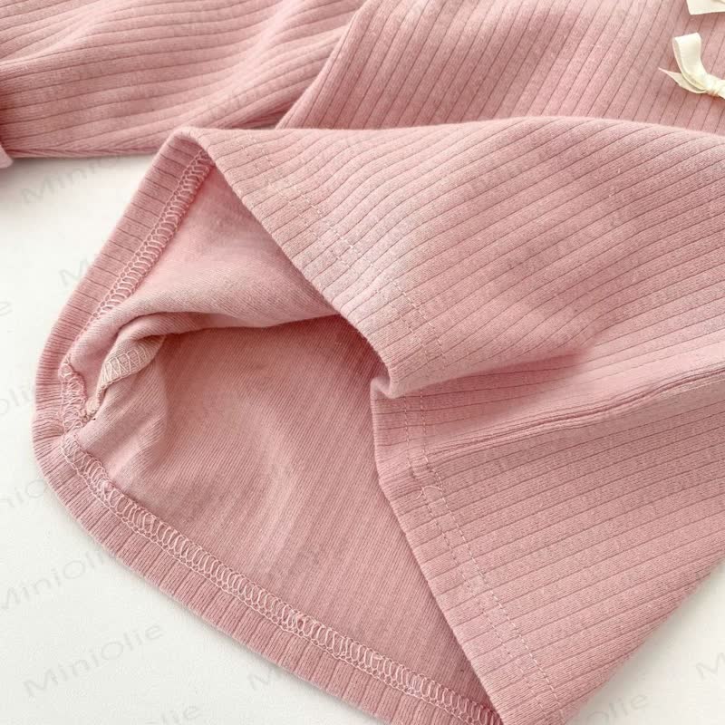 Baby Girl Bow Ribbed Long Sleeve Lounge Top and Pants 2-piece Set - image 8