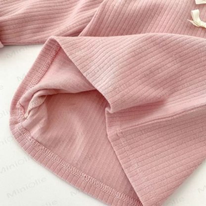 Baby Girl Bow Ribbed Long Sleeve Lounge Top and Pants 2-piece Set - image 8