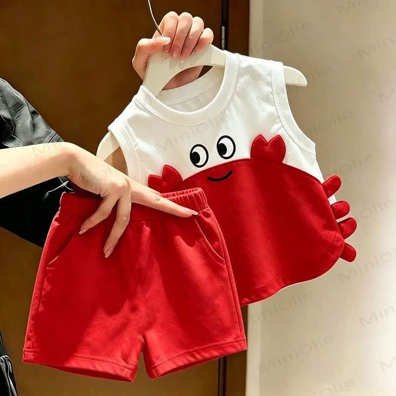 Toddler Baby Smiley Crab Applique Tank and Shorts 2-piece Set - White - 6-7T - image 1