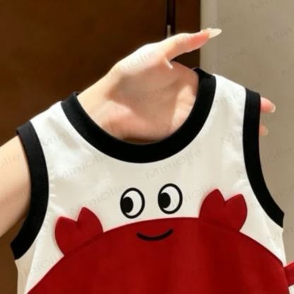 Toddler Baby Smiley Crab Applique Tank and Shorts 2-piece Set - image 3