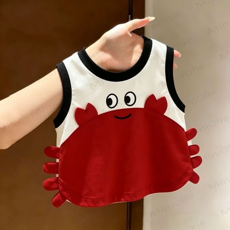 Toddler Baby Smiley Crab Applique Tank and Shorts 2-piece Set - Black - 6-7T - image 2