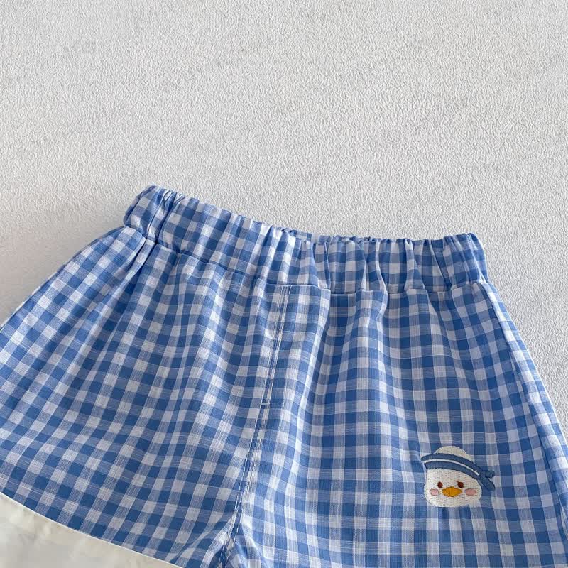 Baby Toddler Blue Gingham Duck Print Top and Shorts 2-piece Set - image 8