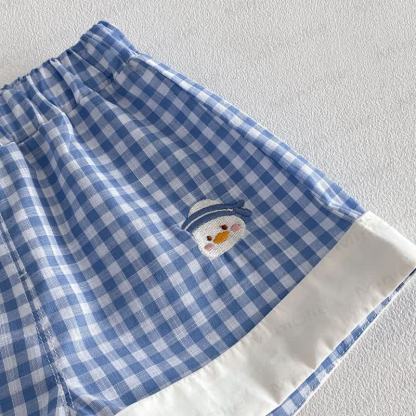 Baby Toddler Blue Gingham Duck Print Top and Shorts 2-piece Set - image 9