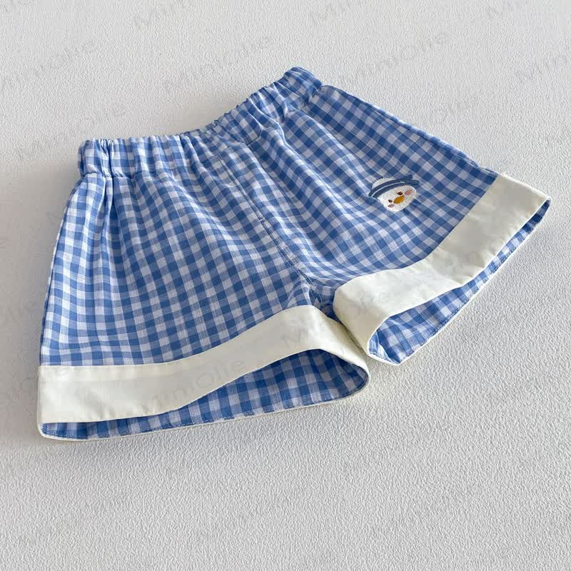 Baby Toddler Blue Gingham Duck Print Top and Shorts 2-piece Set - image 7