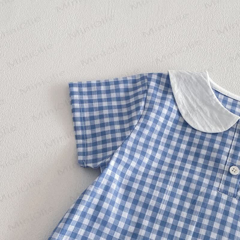 Baby Toddler Blue Gingham Duck Print Top and Shorts 2-piece Set - image 5