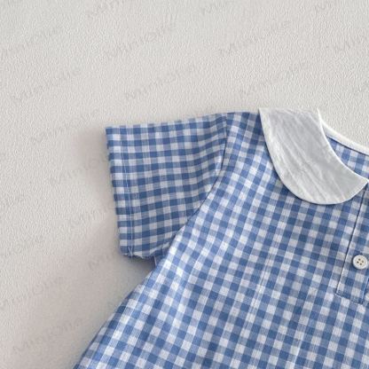Baby Toddler Blue Gingham Duck Print Top and Shorts 2-piece Set - image 5