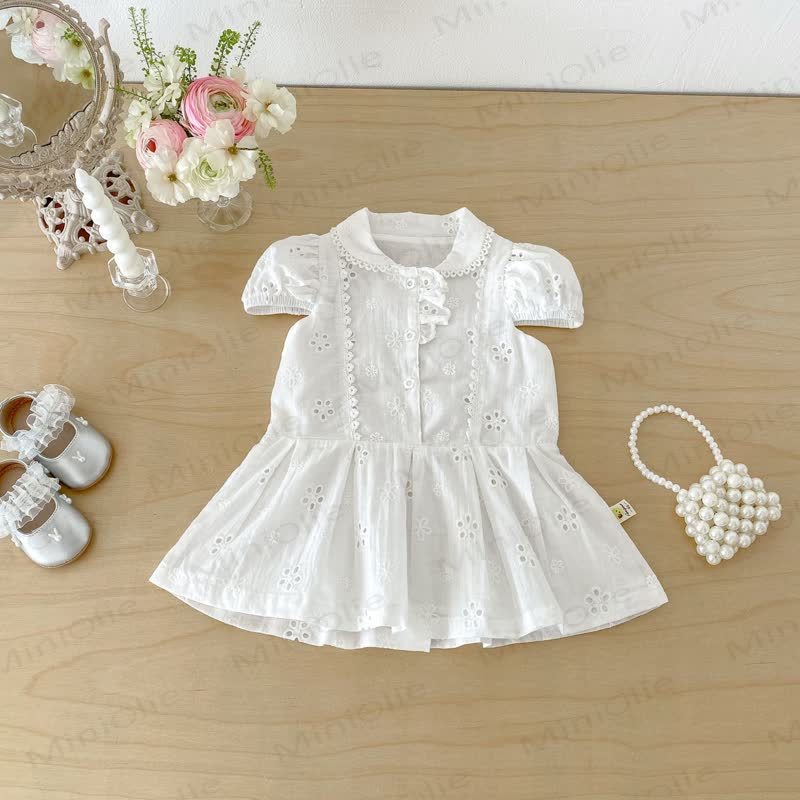Baby Girl Vintage Hollow Puff Sleeve Dress - image 2