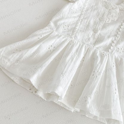 Baby Girl Vintage Hollow Puff Sleeve Dress - image 9