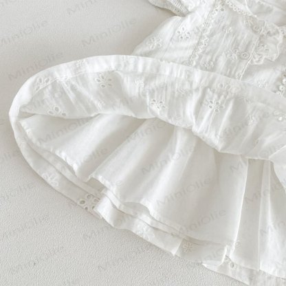 Baby Girl Vintage Hollow Puff Sleeve Dress - image 10