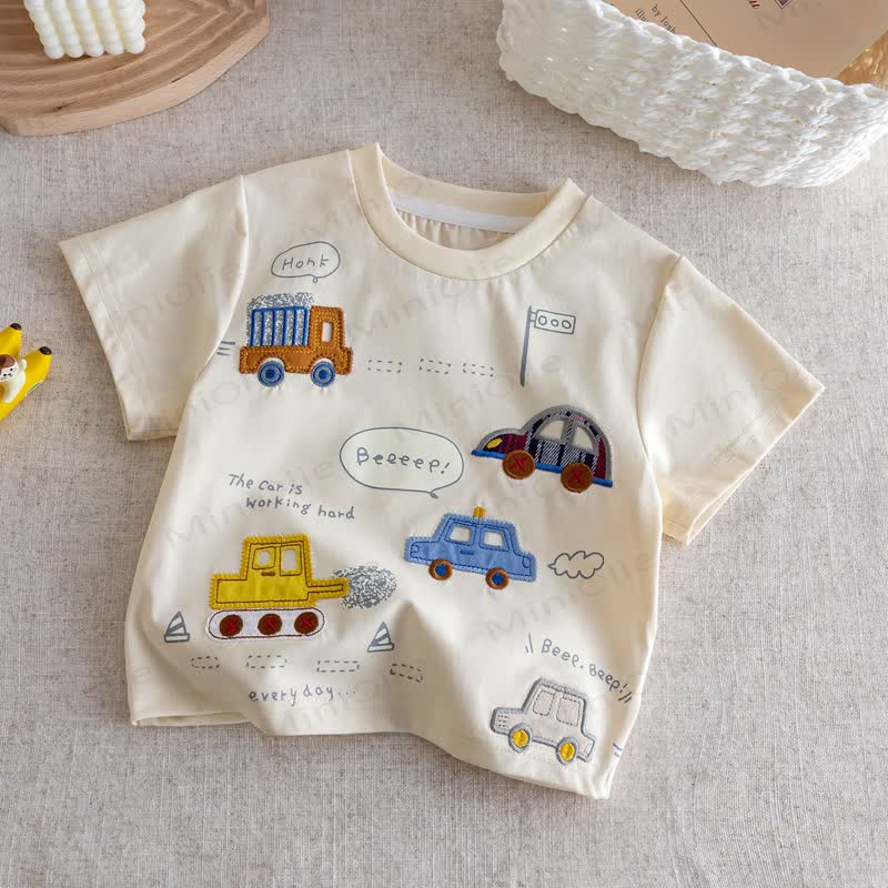 BEEEEP Toddler Cartoon Car Print T-Shirt - Beige - 6-7T - image 3