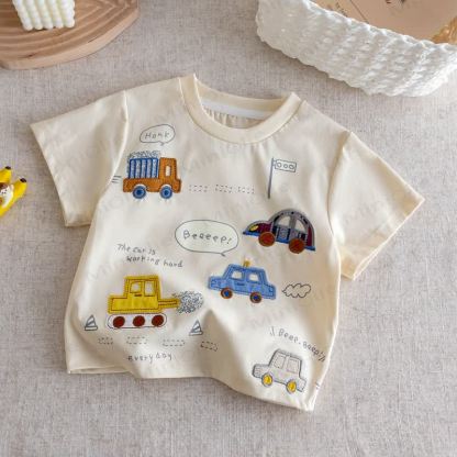 BEEEEP Toddler Cartoon Car Print T-Shirt - Beige - 6-7T - image 3